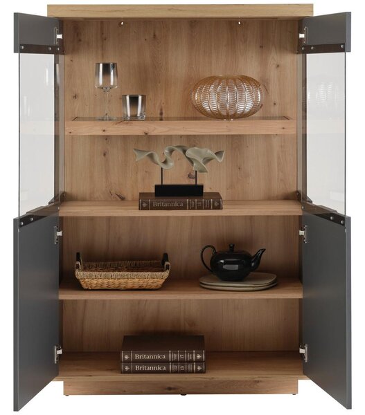 Modern Living Vitrina Jake, Antracit, Barva Hrasta