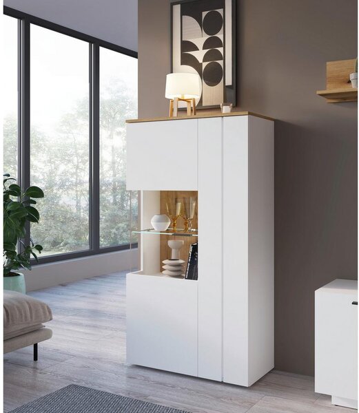 Modern Living Vitrina Dalano, Bela, Barva Hrasta