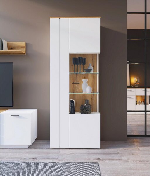 Modern Living Vitrina Dalano, Bela, Barva Hrasta
