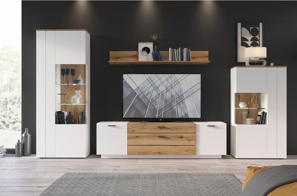 Modern Living Vitrina Dalano, Bela, Barva Hrasta