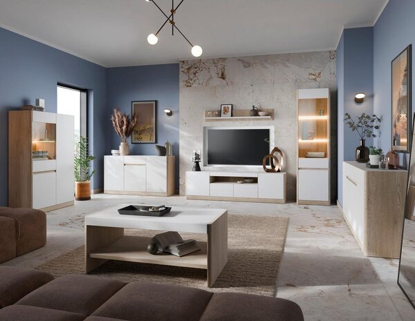 Modern Living Klubska Miza Calima, Bela, Barva Hrasta
