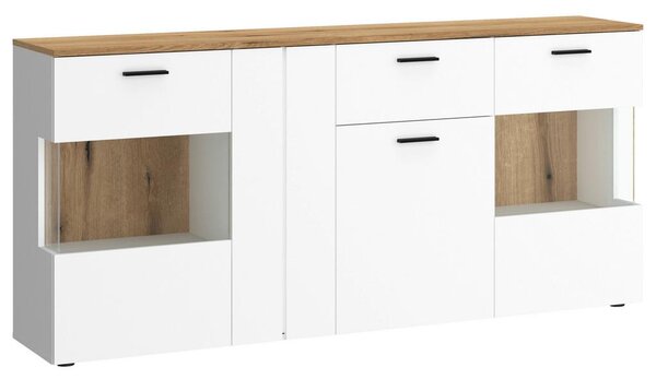 Modern Living Široka Komoda Dalano, Bela, Barva Hrasta