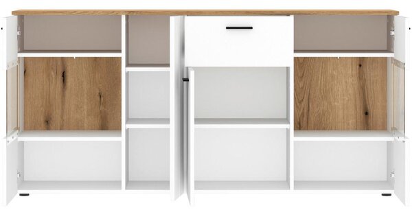 Modern Living Široka Komoda Dalano, Bela, Barva Hrasta