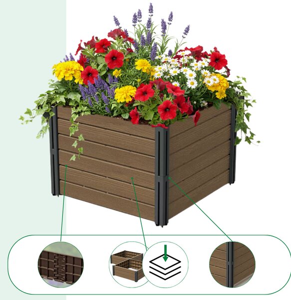 Visoka greda BASE PLANT, 61x61x46cm, naravna rjava Prosperplast