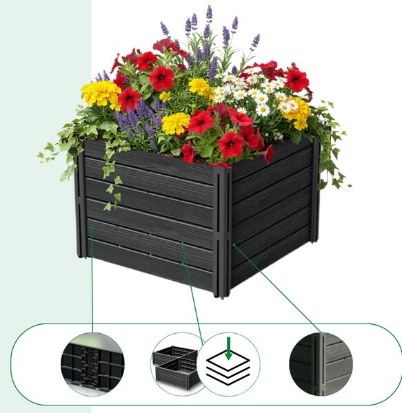 Visoka greda BASE PLANT, 61x61x46cm, antracit Prosperplast