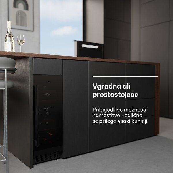 Klarstein Velaire vgradna vinoteka, sodobna, elegantna, zaščita pred UV-žarki, dve območji, 17 steklenic