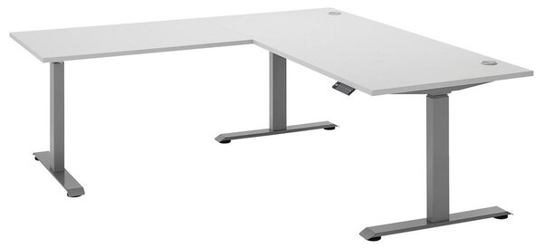 KOTNA PISALNA MIZA leseni material bela, barve aluminija