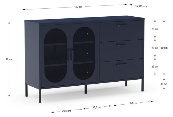 Temno modra komoda 140x90 cm Diora – Marckeric