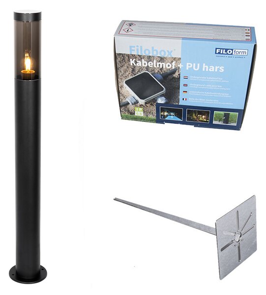Moderna črna zunanja talna svetilka 80 cm IP44 - Rox