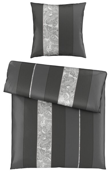 POSTELJNINA ORNAMENT 140/200 cm saten antracit