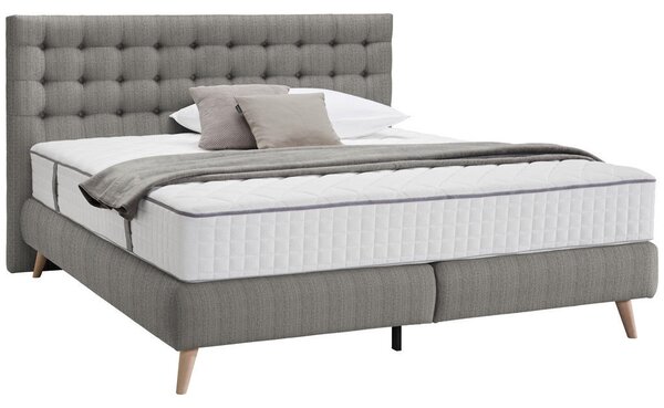 POSTELJA BOXSPRING 160 cm x 200 cm , tekstil svetlo siva