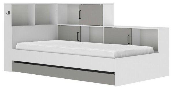 POSTELJA S PREDALOM 90 cm x 200 cm , siva, bela