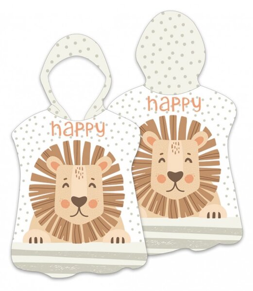 Otroški pončo HAPPY LION bel 60 x 60 cm