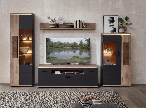 DNEVNI REGAL, barve grafita, barve hrasta