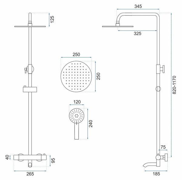 Komplet za prhanje Rea Lungo Copper Brush