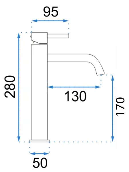 REA LUNGO Mešalnik za umivalnik Copper brushed High