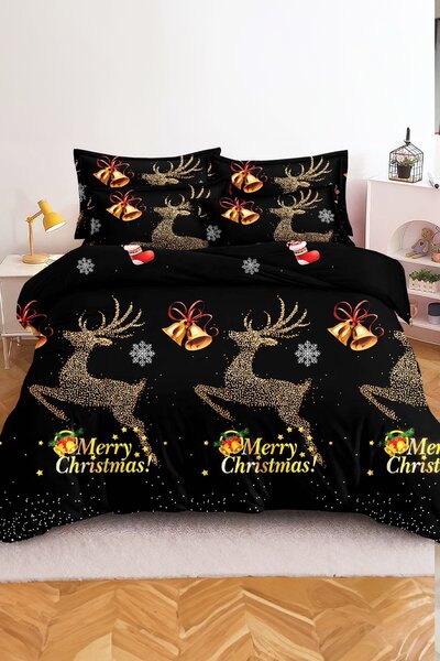 Posteljnina iz mikrovlaken STARLIT DEER črna Dimenzije posteljnine: 70 x 80 cm | 140 x 200 cm