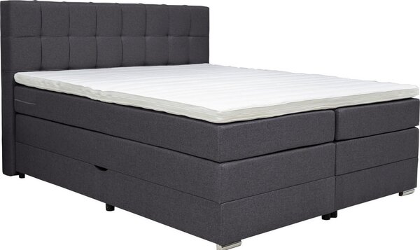 POSTELJA BOXSPRING 180 cm x 200 cm , tekstil temno siva
