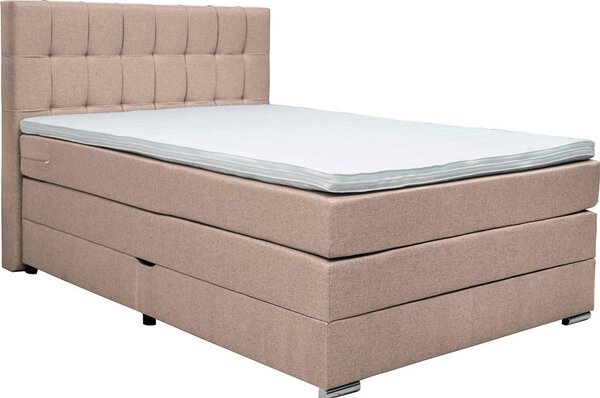 POSTELJA BOXSPRING 140 cm x 200 cm , tekstil svetlo rjava