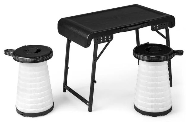 Prenosna zložljiva miza z dvema LED stoloma, nosilnost do 200 kg