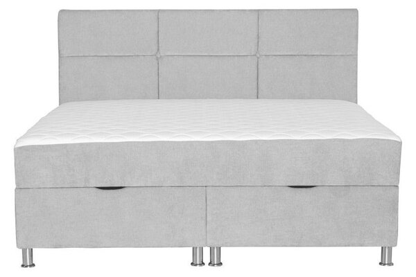 POSTELJA Z VZMETNICO 180 cm x 200 cm , les, tekstil, leseni material svetlo siva