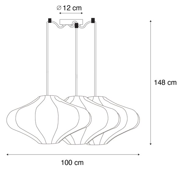 Dizajnerska viseča svetilka bela 50 cm 3 luči - Plu