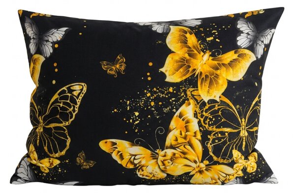 Prevleka za vzglavnik iz mikrovlaken GOLD BUTTERFLY 70x90 cm, črna