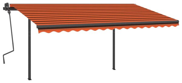 VidaXL Ročno zložljiva tenda z LED lučkami 4x3,5 m oranžna in rjava