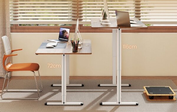 Električna stoječa miza 140 x 70 cm z nastavljivo višino, ergonomska miza, bež