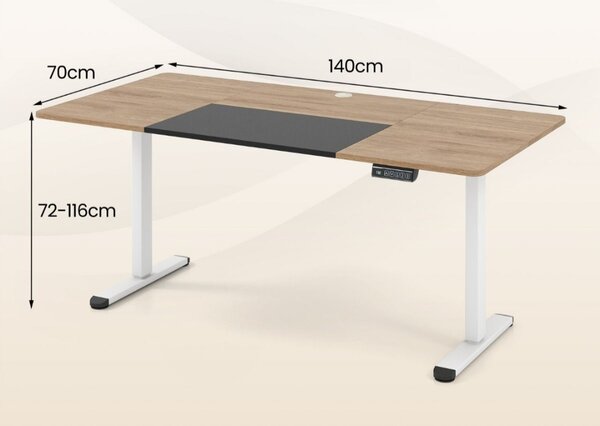 Električna stoječa miza 140 x 70 cm z nastavljivo višino, ergonomska miza, bež