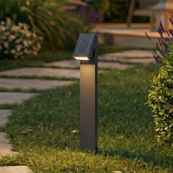PRIOS LED-Solarwegeleuchte Lestor, antracit, z možnostjo zatemnitve, IP65, zatemnjen, Črna, Aluminij, Sodobni