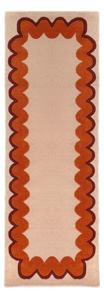 Oranžen/v naravni barvi ročno tkan volnen tekač 80x230 cm Wiggle Wool – Flair Rugs