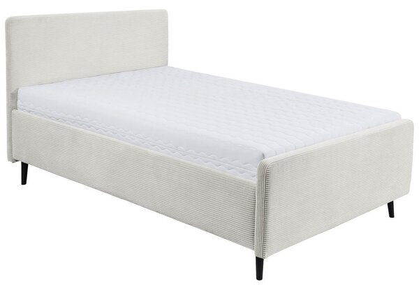 OBLAZINJENA POSTELJA 140 cm x 200 cm , tekstil, leseni material krem barve