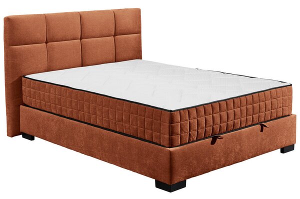 POSTELJA Z VZMETNICO 120 cm x 200 cm , tekstil, leseni material barve konjaka