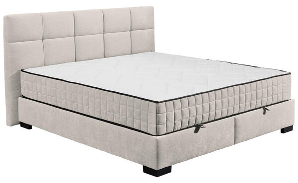 POSTELJA Z VZMETNICO 180 cm x 200 cm , tekstil, leseni material bež