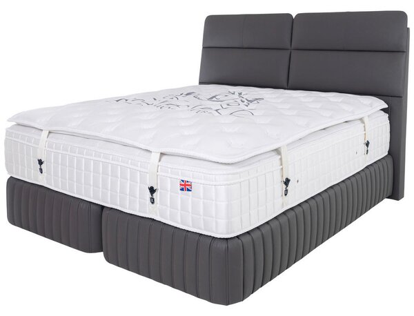 POSTELJA BOXSPRING 180 cm x 200 cm , tekstil, leseni material siva