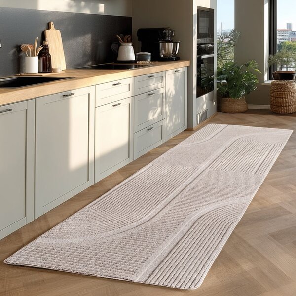 Kremno bel pralen tekač 80x250 cm Pompei 1612 – Ayyildiz Carpets