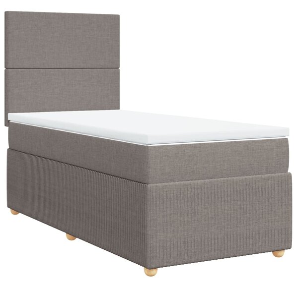 VidaXL Box spring postelja z vzmetnico taupe 90x190 cm blago