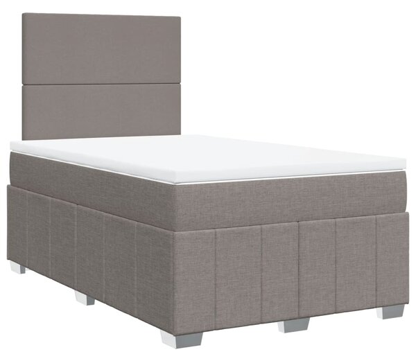 VidaXL Box spring postelja z vzmetnico taupe 120x200 cm blago