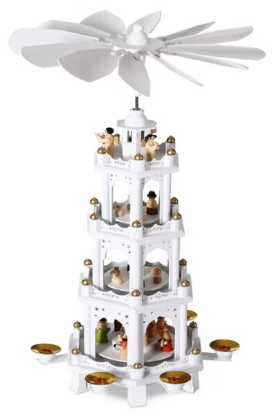 Božična piramida MERRY, 60x20x20cm, bela Spielwerk