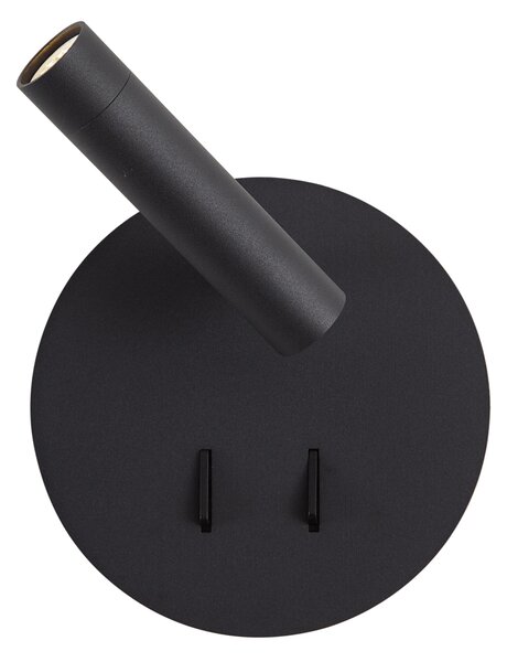 Moderna črna stenska svetilka vključno z LED in USB-C - Croft