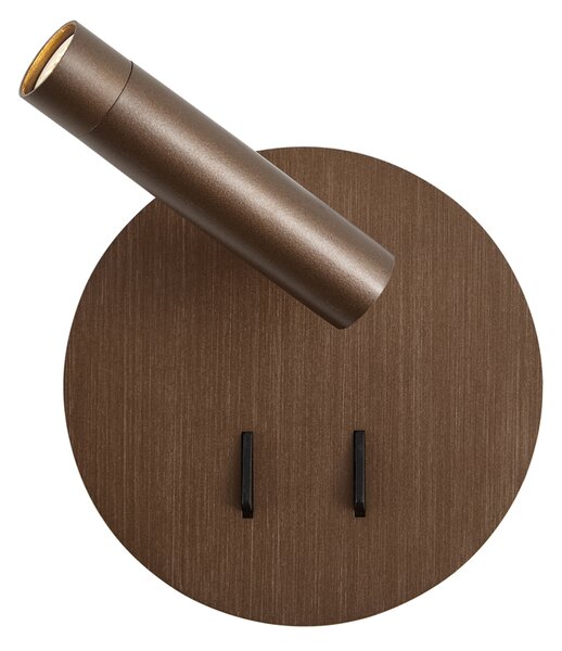 Sodobna stenska svetilka temno bronasta vključno z LED z USB-C - Croft