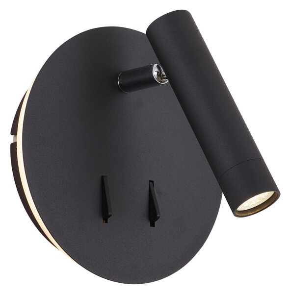 Moderna črna stenska svetilka vključno z LED in USB-C - Croft