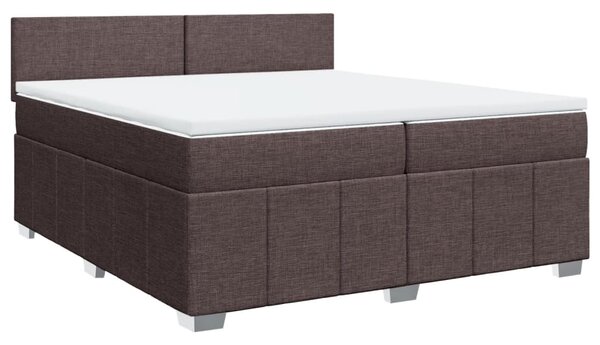 VidaXL Box spring postelja z vzmetnico temno rjav 200x200 cm blago