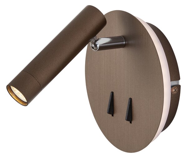 Sodobna stenska svetilka temno bronasta vključno z LED z USB-C - Croft