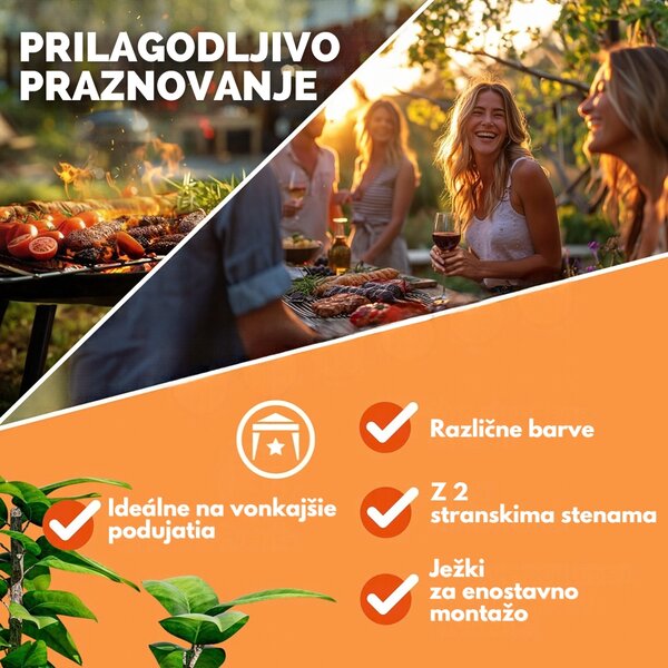 Paviljon za zabave CAPRI PLUS z 2 stranskima stenama, 3×3 m, modra Casaria