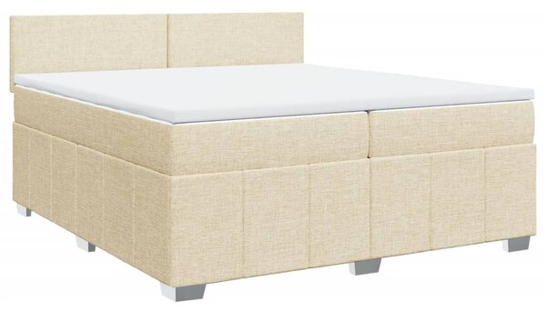 VidaXL Box spring postelja z vzmetnico krem 200x200 cm blago