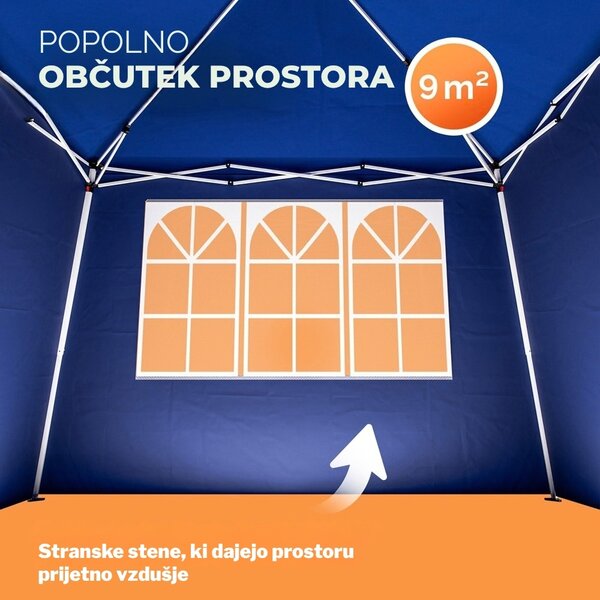 Paviljon za zabave CAPRI PLUS z 2 stranskima stenama, 3×3 m, modra Casaria