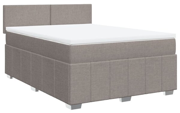 VidaXL Box spring postelja z vzmetnico taupe 140x190 cm blago