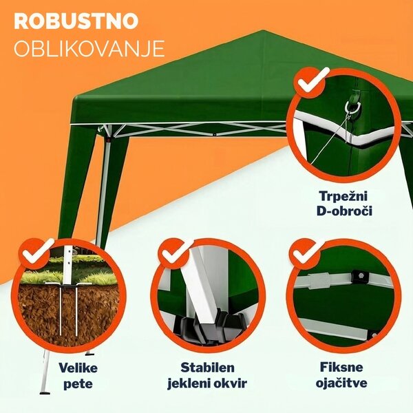 Paviljon za zabave CAPRI PLUS z 2 stranskima stenama, 3×3 m, zelen Casaria
